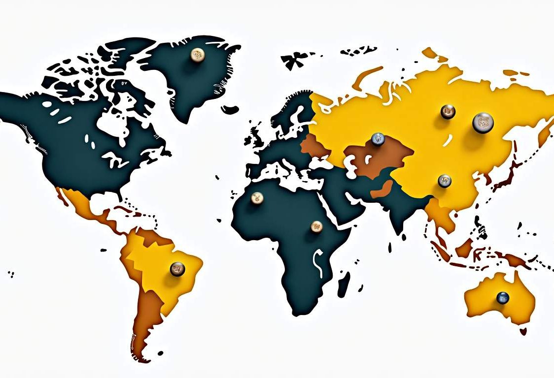 An abstract world map highlighting the varying prices of cocaine in different countries