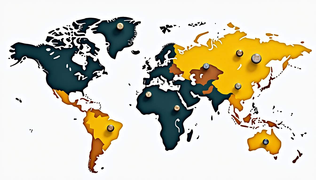 An abstract world map highlighting the varying prices of cocaine in different countries